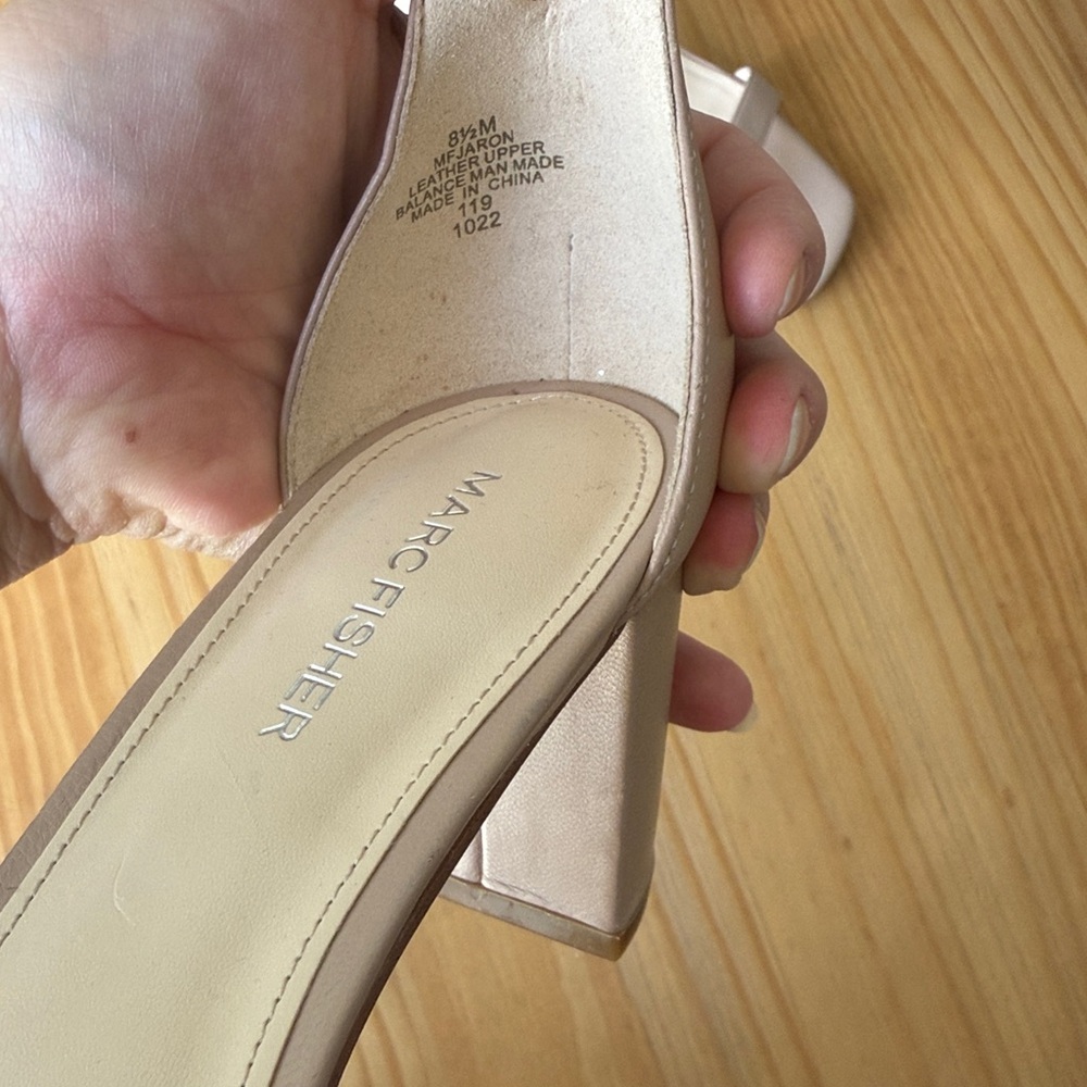 Marc Fisher Jaron Block Heel in Light Natural Leather - Picture 7 of 11